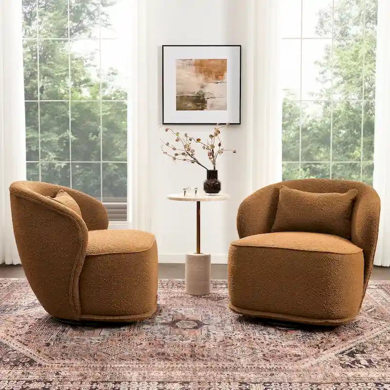 Fauteuil pivotant d'appoint en bouclé Sherpa de 33 po de largeur (lot de 2)