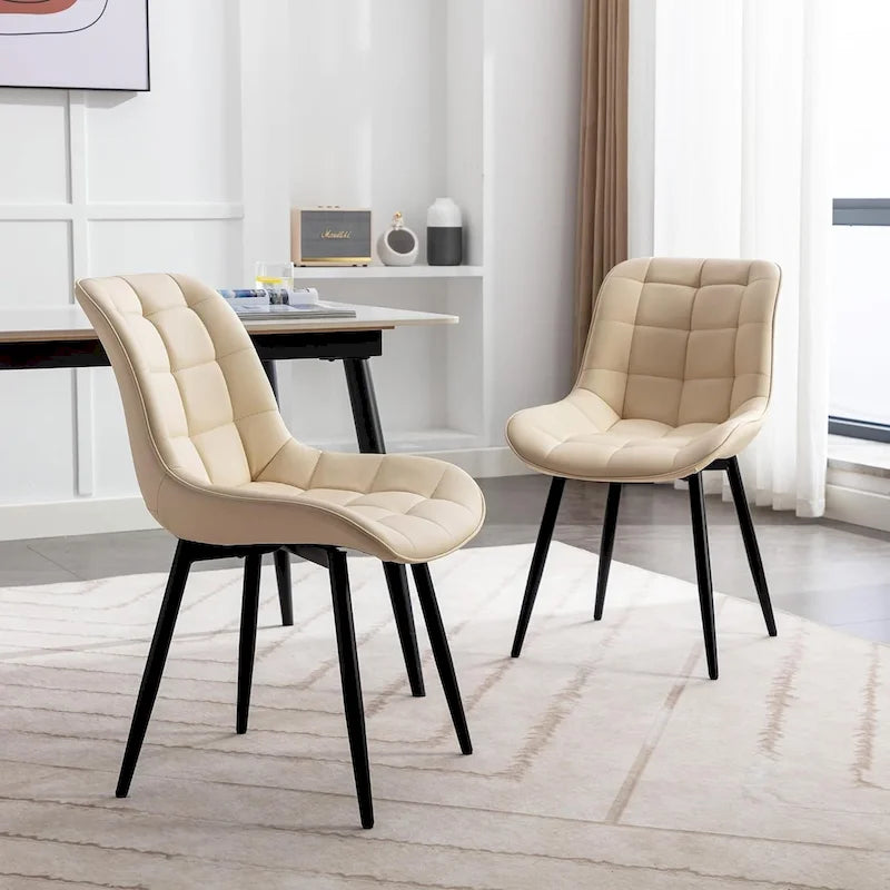 Chaises de salle à manger modernes en similicuir rembourrées (lot de 2)