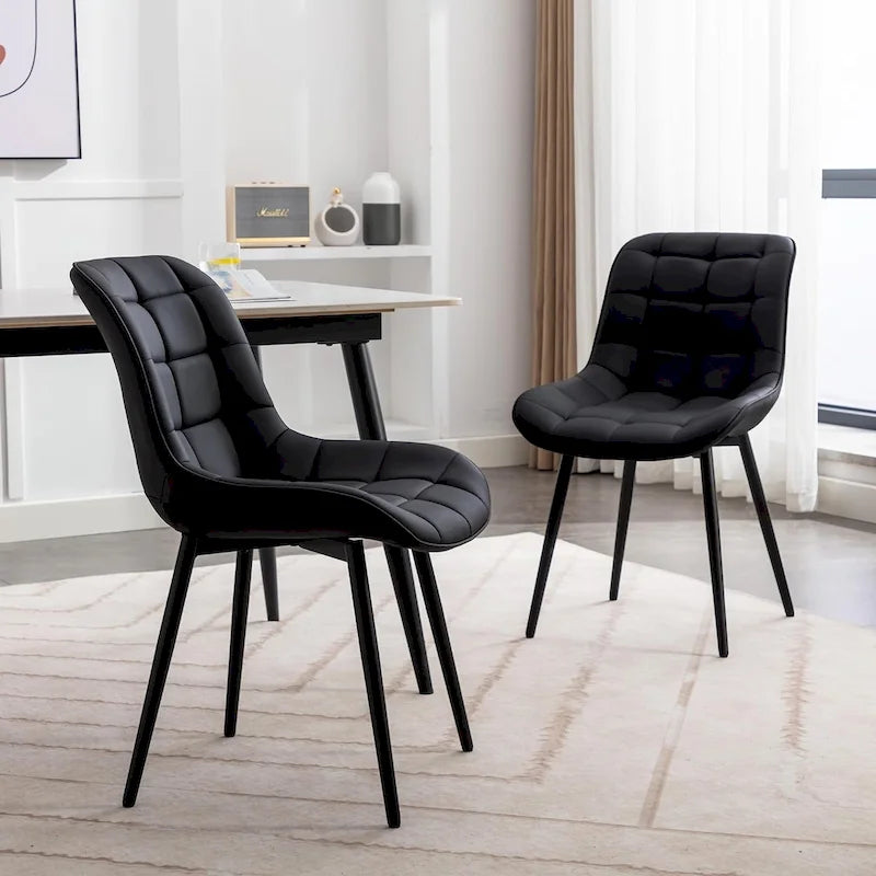 Chaises de salle à manger modernes en similicuir rembourrées (lot de 2)