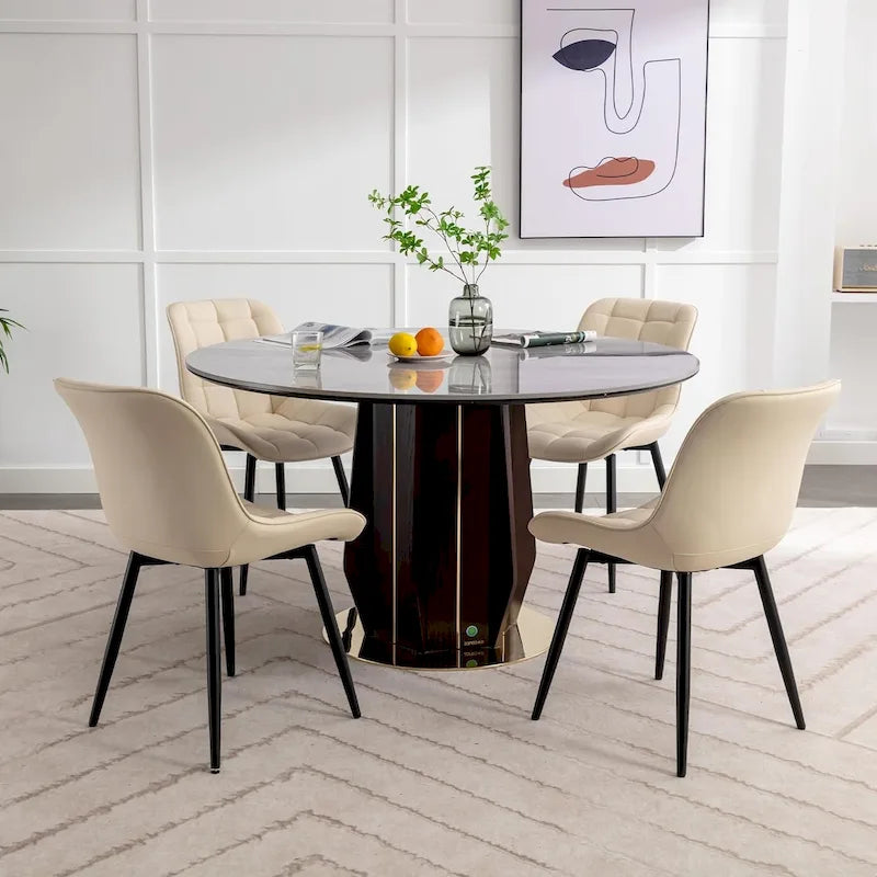 Chaises de salle à manger modernes en similicuir rembourrées (lot de 2)