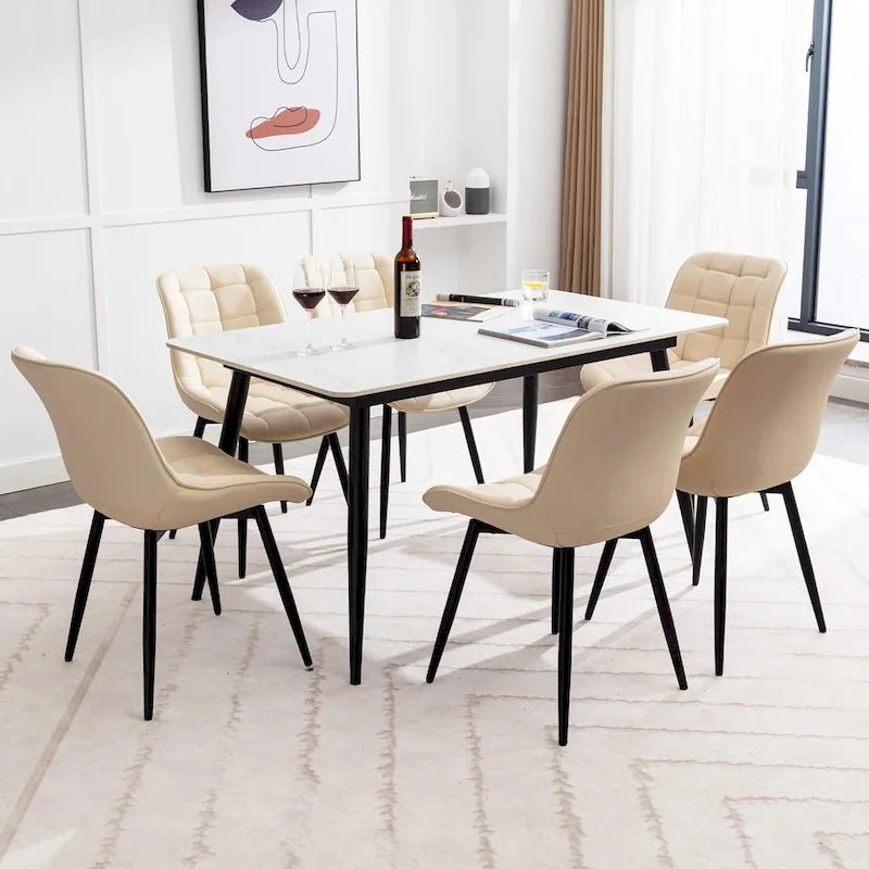 Chaises de salle à manger modernes en similicuir rembourrées (lot de 2)