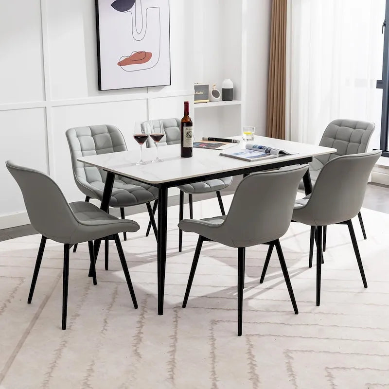Chaises de salle à manger modernes en similicuir rembourrées (lot de 2)