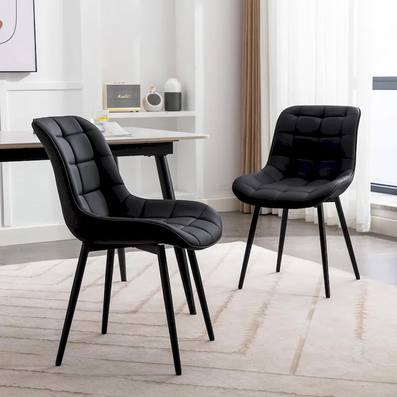 Chaises de salle à manger modernes en similicuir rembourrées (lot de 2)