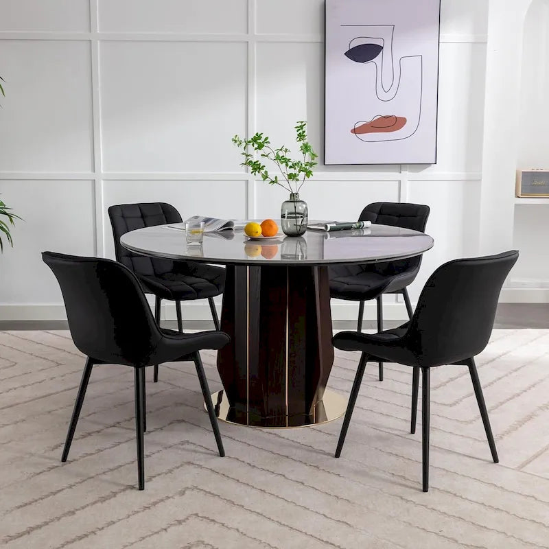 Chaises de salle à manger modernes en similicuir rembourrées (lot de 2)