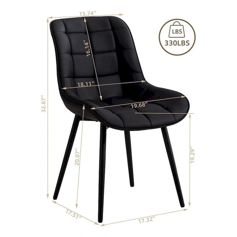 Chaises de salle à manger modernes en similicuir rembourrées (lot de 2)