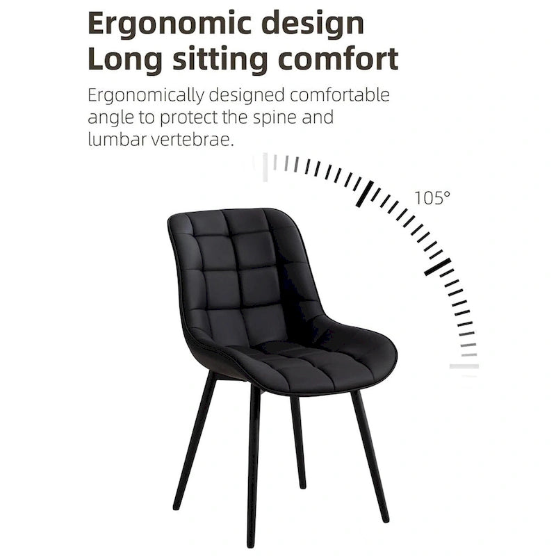 Chaises de salle à manger modernes en similicuir rembourrées (lot de 2)