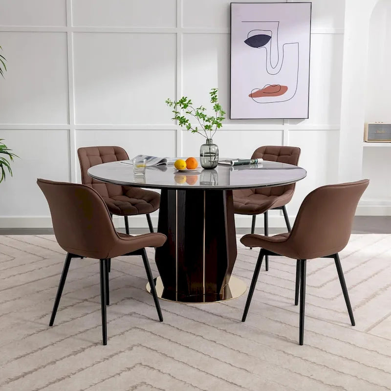 Chaises de salle à manger modernes en similicuir rembourrées (lot de 2)