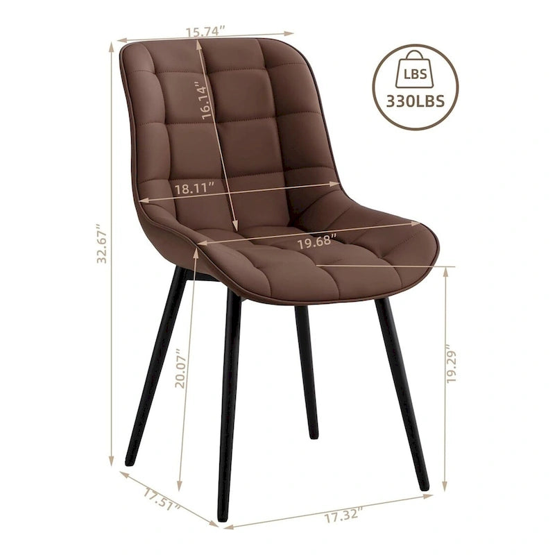 Chaises de salle à manger modernes en similicuir rembourrées (lot de 2)