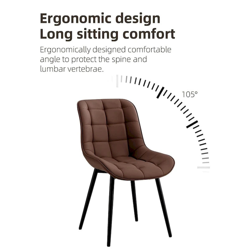 Chaises de salle à manger modernes en similicuir rembourrées (lot de 2)
