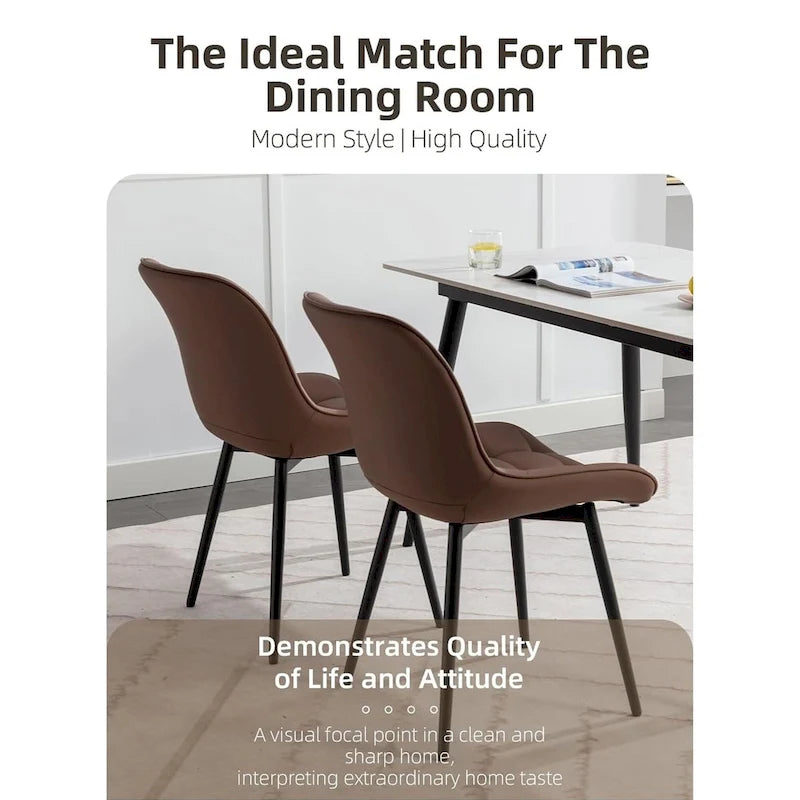 Chaises de salle à manger modernes en similicuir rembourrées (lot de 2)