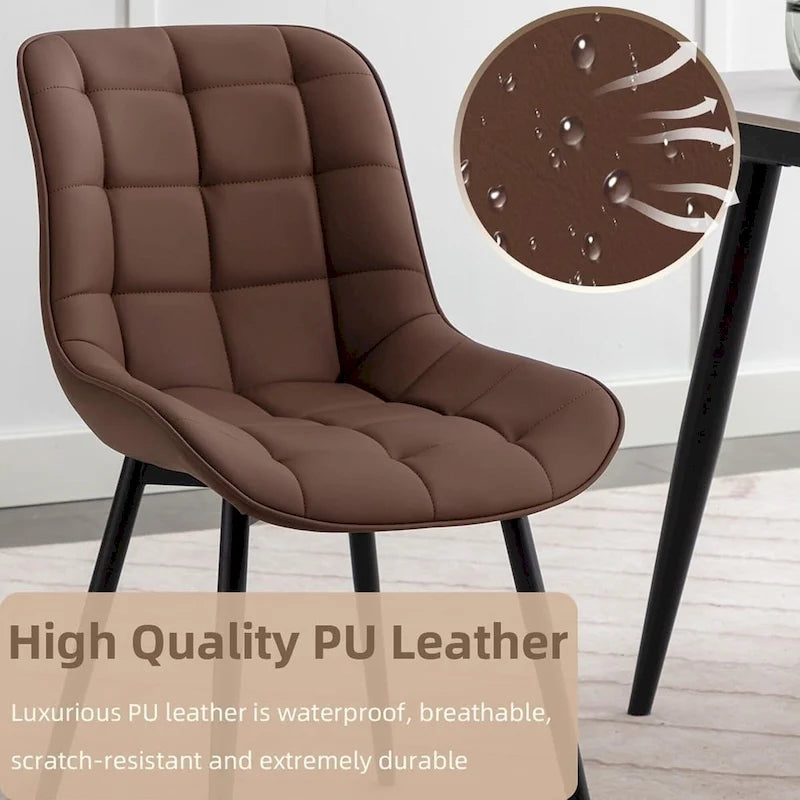 Chaises de salle à manger modernes en similicuir rembourrées (lot de 2)