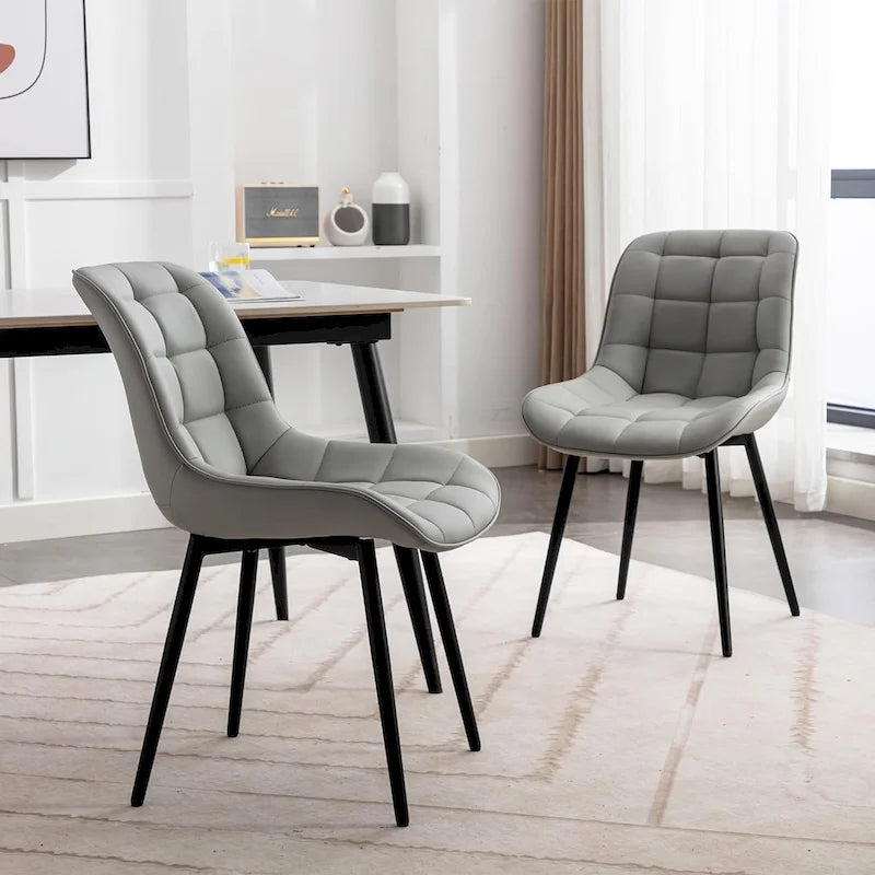 Chaises de salle à manger modernes en similicuir rembourrées (lot de 2)