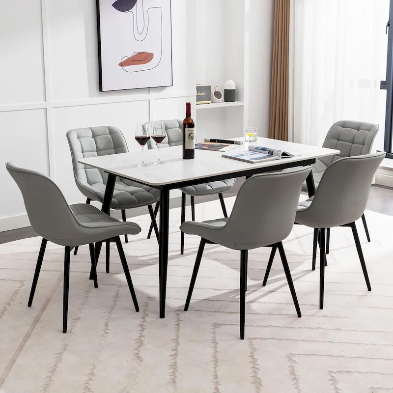 Chaises de salle à manger modernes en similicuir rembourrées (lot de 2)