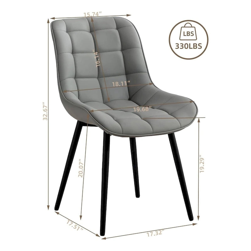 Chaises de salle à manger modernes en similicuir rembourrées (lot de 2)