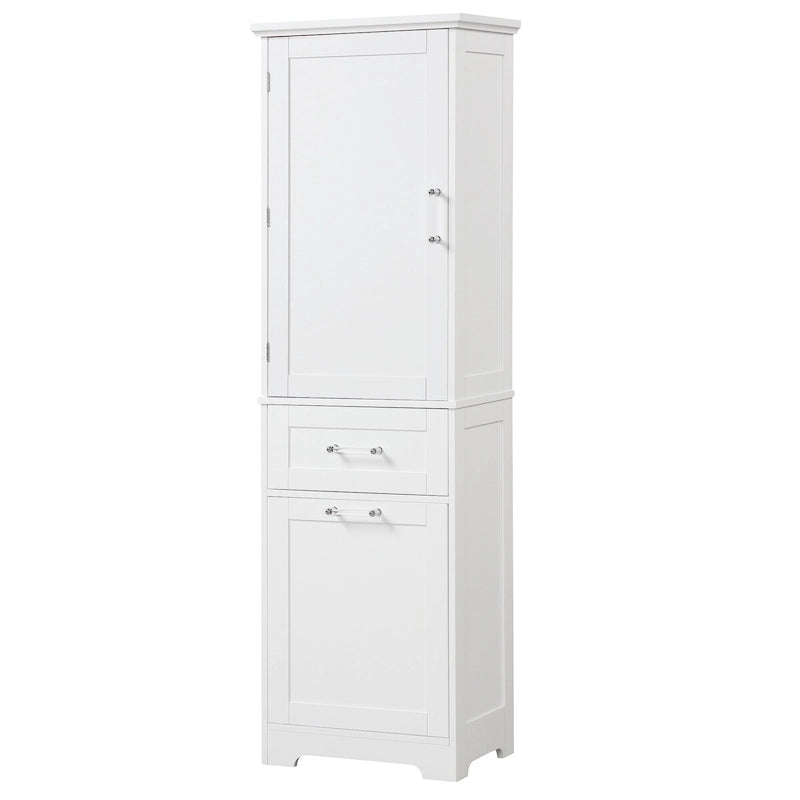 Meuble Colonne de Rangement Autoportant pour Salle de Bain, avec 2 Tiroirs de Tailles Différentes et Étagère Réglable, Finition Peinte