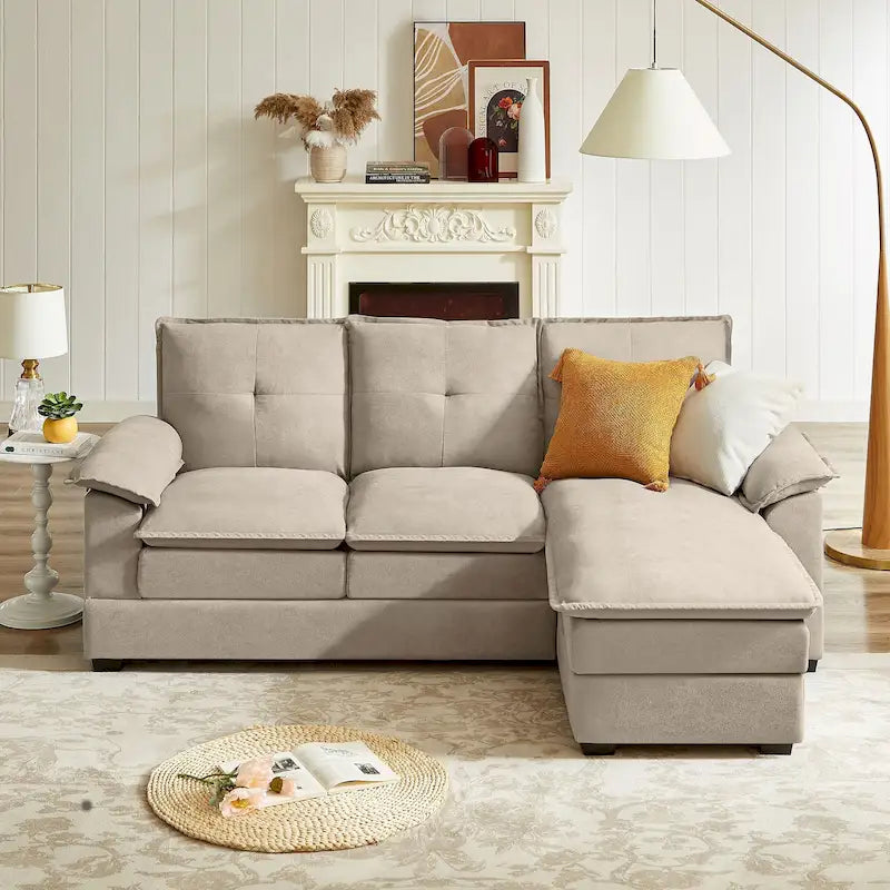 Canapé d'angle en forme de L de 210 cm avec sièges nuage pour salon