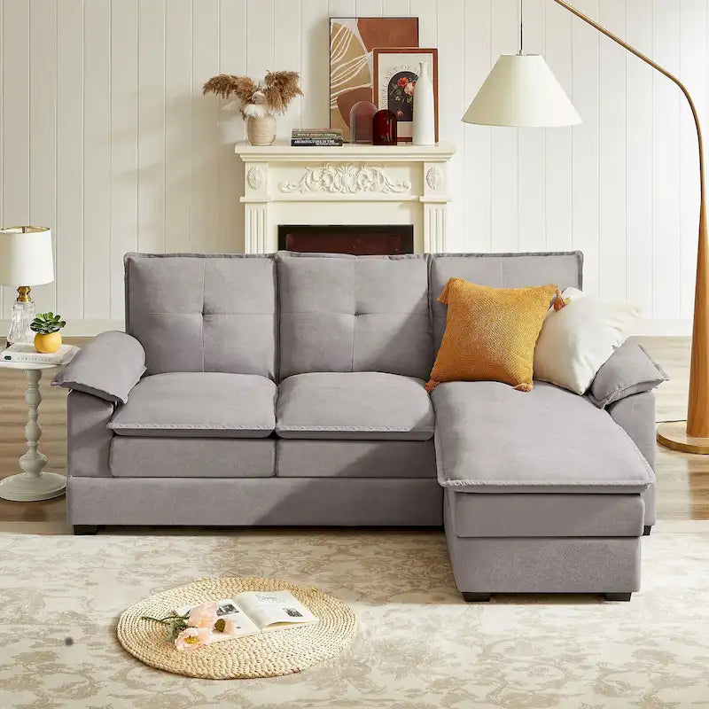 Canapé d'angle en forme de L de 210 cm avec sièges nuage pour salon