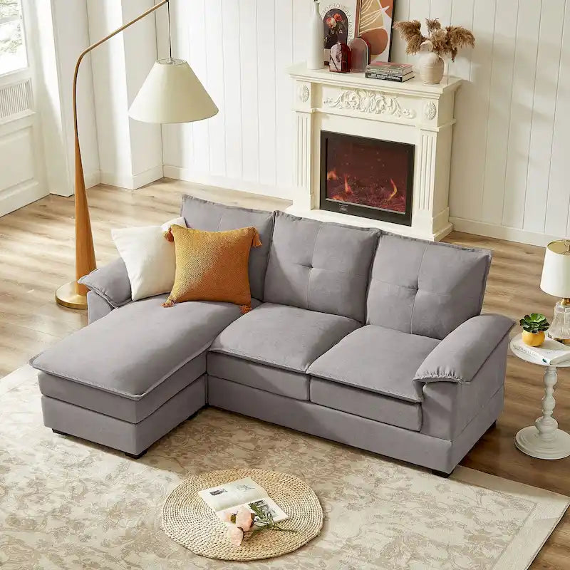 Canapé d'angle en forme de L de 210 cm avec sièges nuage pour salon