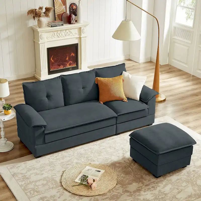 Canapé d'angle en forme de L de 210 cm avec sièges nuage pour salon