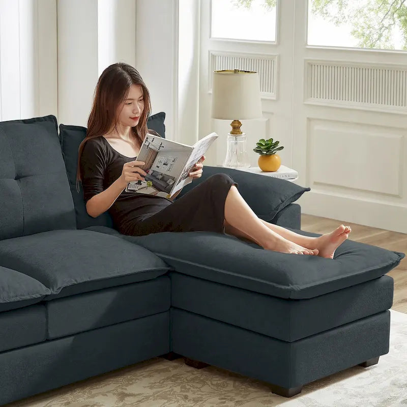 Canapé d'angle en forme de L de 210 cm avec sièges nuage pour salon