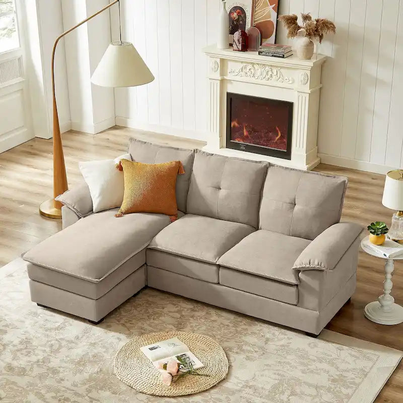 Canapé d'angle en forme de L de 210 cm avec sièges nuage pour salon